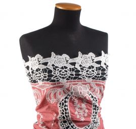 Krajka madeira květinová bordura s krajkou růžová