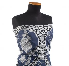 Krajka madeira květinová bordura s krajkou modrá