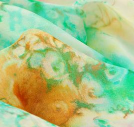 Hedvábný šifon zelenkavý+satén