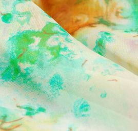 Hedvábný šifon zelenkavý+satén