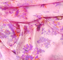 Hedvábný satén fialový + šifon