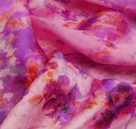 Hedvábný satén fialový + šifon