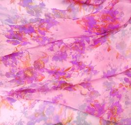 Hedvábný šifon fialový + satén