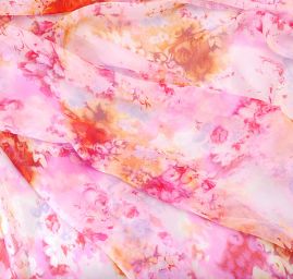 Hedvábný šifon růžový+ satén