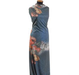 Pletenina digitální tisk oranžových květů