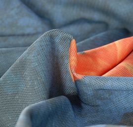 Pletenina digitální tisk oranžových květů