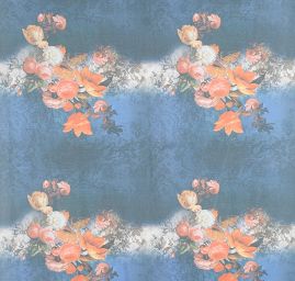 Pletenina digitální tisk oranžových květů