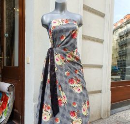 Krepdešín imitace hedvábí vzor Esterházy/růže