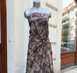 Krepdešín imitace hedvábí vzor listy/ocelot