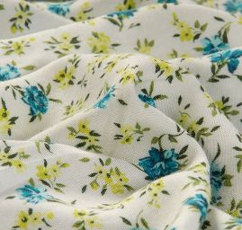 Viskozová látka tisk modré květy