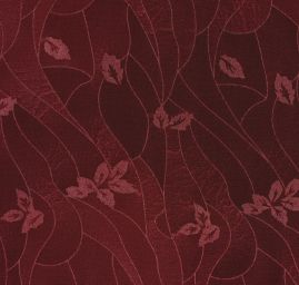 Šatová látka se vzorem květů vínová