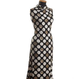 Viskozový úplet vzorek puntík a mince černá/bílá