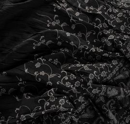 Žakárová látka na sukně oboustranná černá/bílá II.jakost