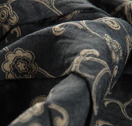 Žakárová látka oboustranná béžovozelená 