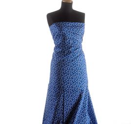 Bavlněná látka modrotisk lístky bílá/modrá