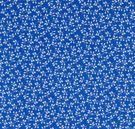 Bavlněná látka modrotisk lístky bílá/modrá