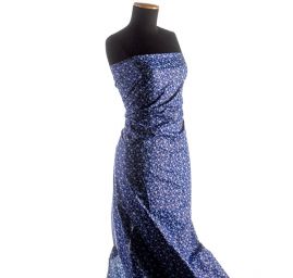 Bavlněná látka modrotisk lístečky kytička /bílá modrá