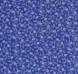 Bavlněná látka modrotisk lístečky kytička /bílá modrá