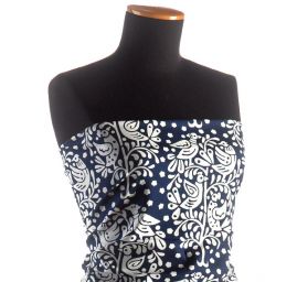 Bavlněná látka modrotisk ptáčci