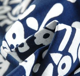 Bavlněná látka modrotisk ptáčci