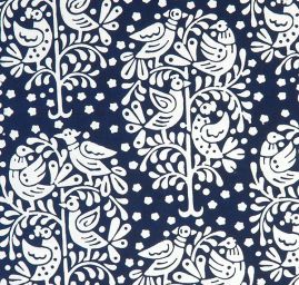 Bavlněná látka modrotisk ptáčci