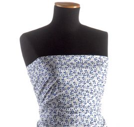 Bavlněná látka modrotisk lístečky/modrá bílá