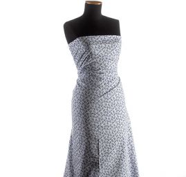 Bavlněná látka modrotisk lístečky/modrá bílá