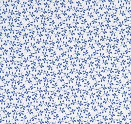 Bavlněná látka modrotisk lístečky/modrá bílá