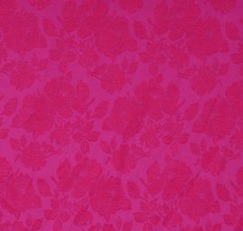 Žakárová látka bavlna směs s motivem růží malinová