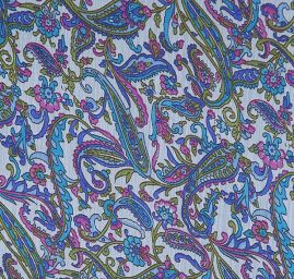 Šifon plisé imitace kašmírového vzoru zlenomodrý