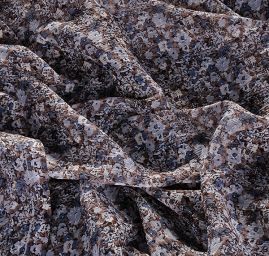 Šifon plisé drobné kytičky šedomodrá/hnědá