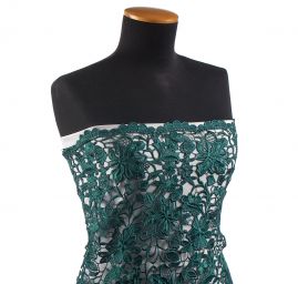 Efektní hrubá krajka vzor květů v tmavě zelená