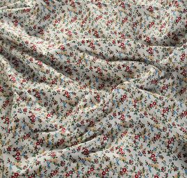 Bavlna směs kytičky červená/modrá/hnědá