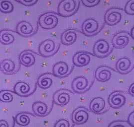 Krep šifon výšivka střední spirála levandulová II.jakost