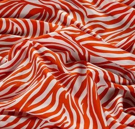 Viskozová látka zvířecí motiv zebra červená/smetana