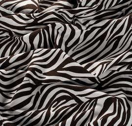Viskozová látka zvířecí motiv zebra tm.hnědá/smetana