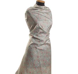 Efektné látka imitácia hodvábu kvetinový motív pistácie