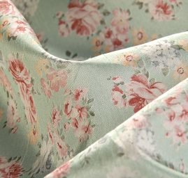 Efektné látka imitácia hodvábu kvetinový motív pistácie