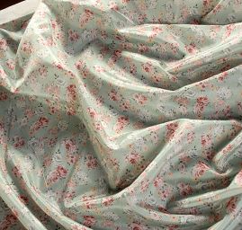 Efektné látka imitácia hodvábu kvetinový motív pistácie