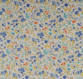 Bavlna směs kytičkový motiv modrá/tyrkys