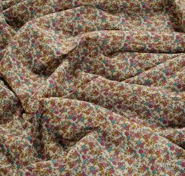 Bavlna směs kytičkový motiv růžová/tyrkys