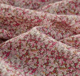 Bavlněný etamín tisk drobné květy růžová