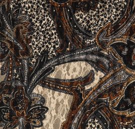 Pružná krajka tisk hnědočerná