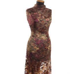 Pružná tylová krajka květinový vzor tisk/stříbrná výšivka