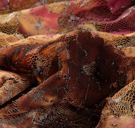 Pružná tylová krajka květinový vzor tisk/stříbrná výšivka