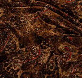 Pružná krajka tisk paisely motiv hnědorezavá