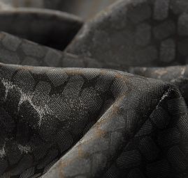 Žakárová látka geometrický vzor černá