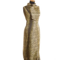 Brokát drobné lístečky zlatočerný