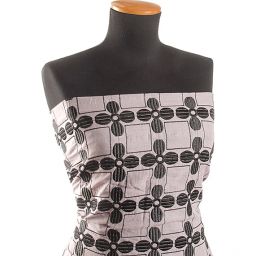 Madeira motiv květy/čtverce růžová/černá