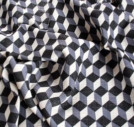 Imitace buretu digitální tisk artdecový vzor černá/bílá